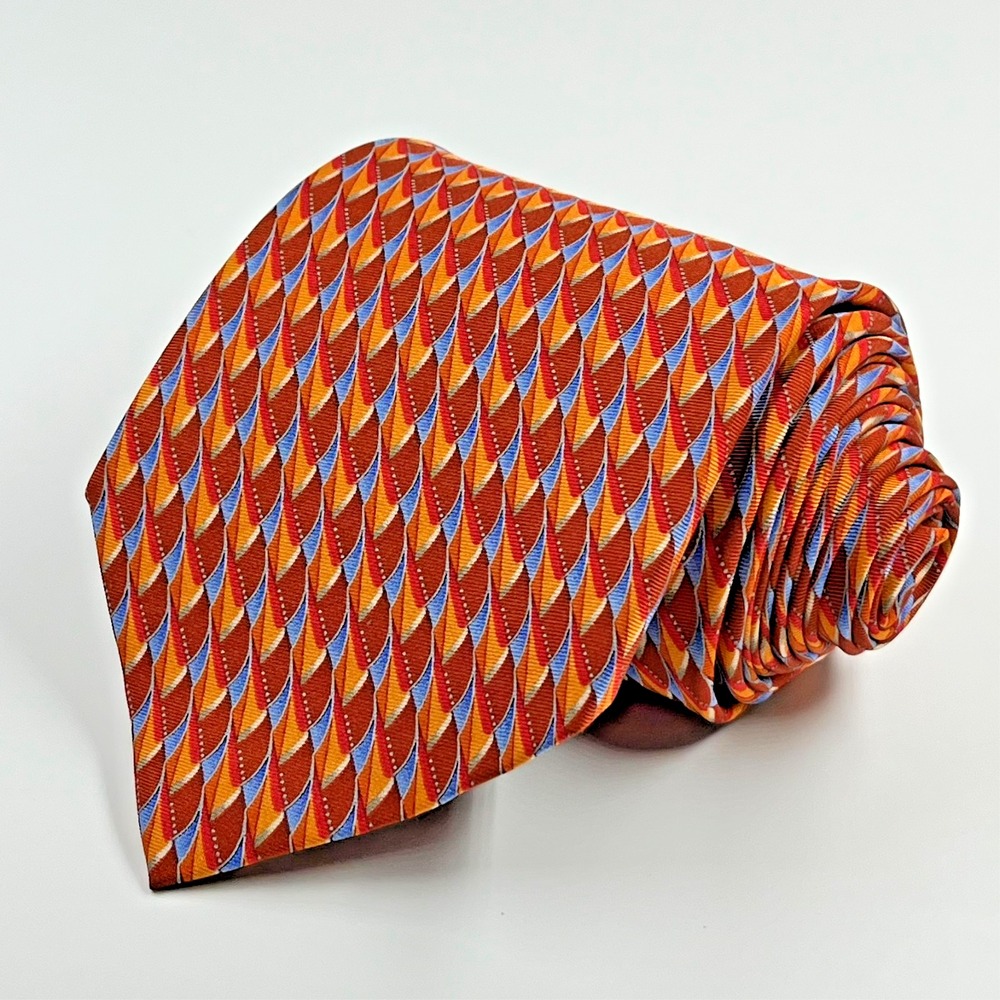 Jos A Bank Executive Collection Silk Men's Necktie Colorful Bold Orange Red Blue